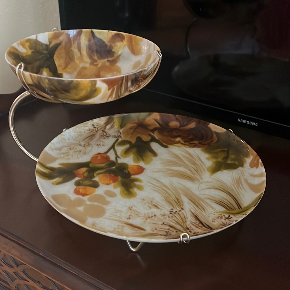 Mid Century Serving Plate and Bowl
